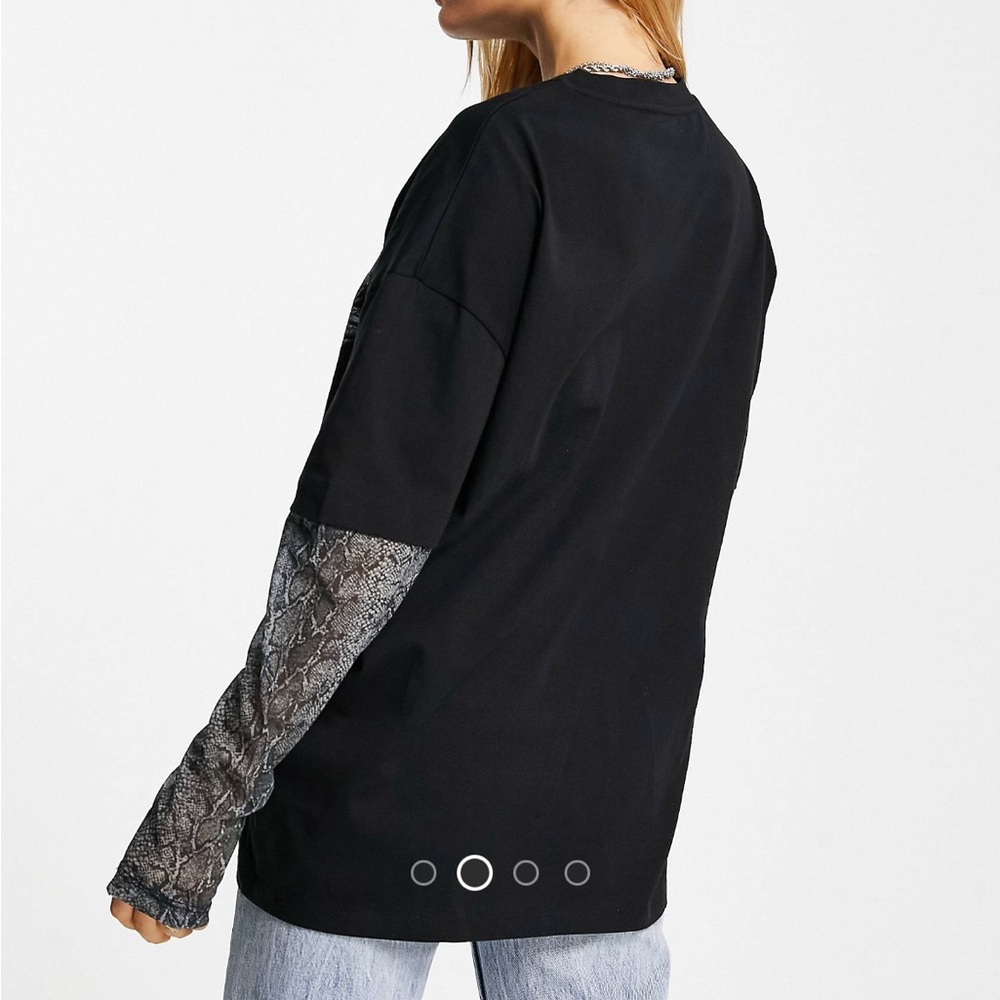 Asos Design Rock Tee With Mesh Snake Print Sleeves - image 3